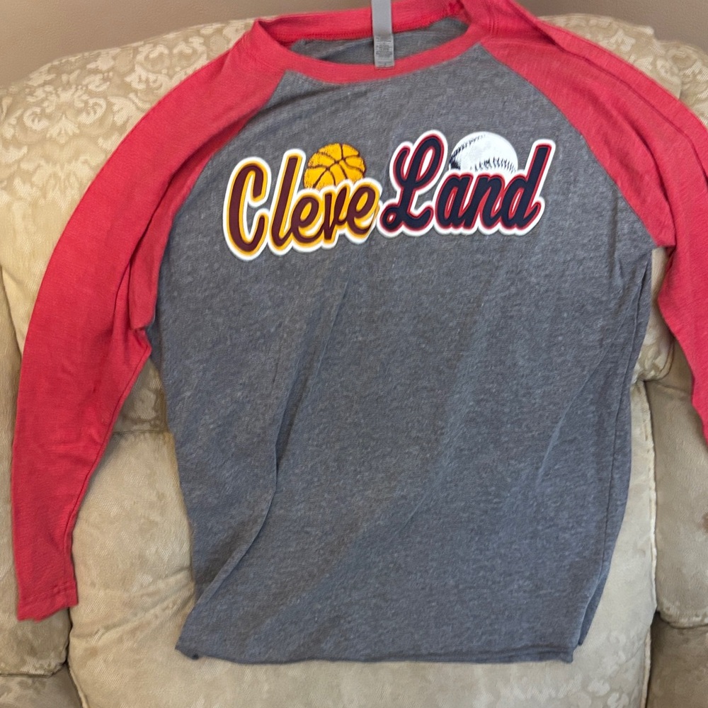 Next Level Apparel Kids Raglan Tee - Red and Gray